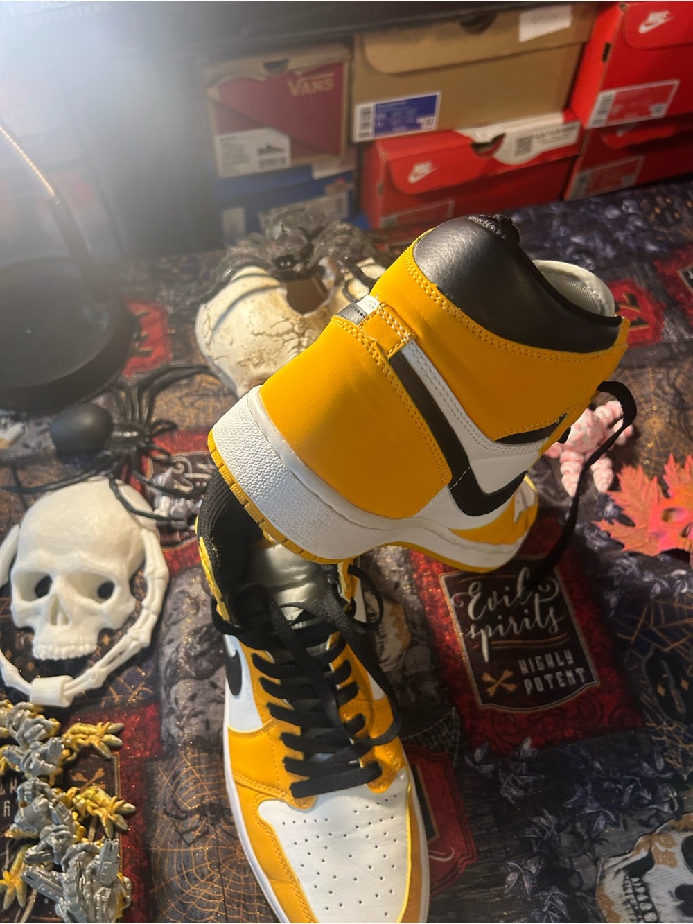 Nike Yellow, White & Black High-Top Sneakers